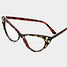 Crystal Cat Eye Clear Lens Sunglasses