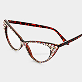 Crystal Cat Eye Clear Lens Sunglasses