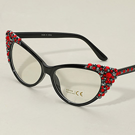 Bubbly Crystal Cat Eye Optical Glasses