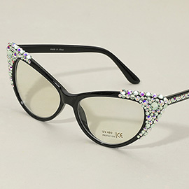 Bubbly Crystal Cat Eye Optical Glasses