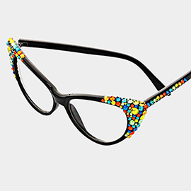 Bubbly Crystal Cat Eye Optical Glasses