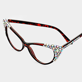 Bubbly Crystal Cat Eye Optical Glasses