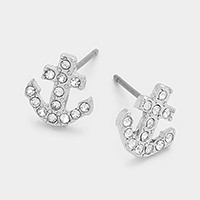 Pave Anchor Stud Earrings