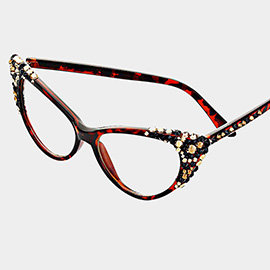 Leopard Bubbly Crystal Cat Eye Optical Glasses