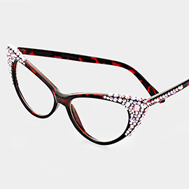 Bubbly Crystal Cat Eye Optical Glasses