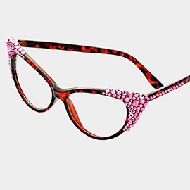 Bubbly Crystal Cat Eye Optical Glasses