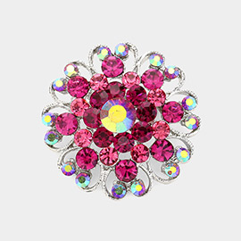 Floral Heart Crystal Rhinestone Brooch