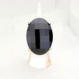 Oval Crystal Stretch Ring