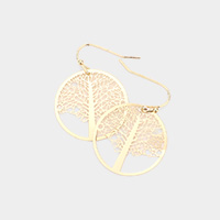 Brass Metal Tree of Life Dangle Earrings