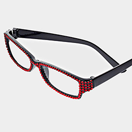 Crystal Pave Rectangular Reading Glasses