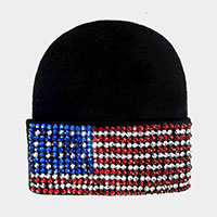 Bling American USA Flag Beanie Hat
