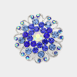 Floral Heart Crystal Rhinestone Brooch