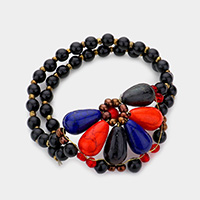 Semi Precious Flower Stretch Bracelet