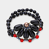 Semi Precious Flower Stretch Bracelet