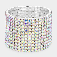 11-Row Crystal Rhinestone Stretchable Bracelet