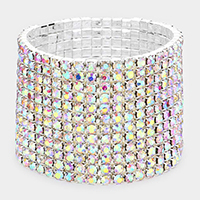 12-Row Crystal Rhinestone Stretchable Bracelet