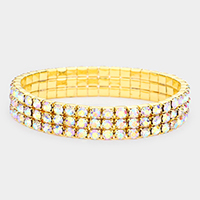 3-Row Rhinestone Stretch Bracelet