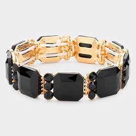 Emerald Cut Glass Crystal Stretch Evening Bracelet