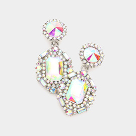 Emerald Cut Crystal Evening Earrings
