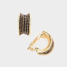 Textured Metal Clip on Earrings
