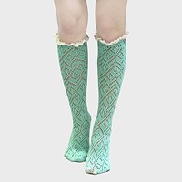 Lace Accented Knee High Socks