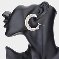 Crystal Rhinestone 1.75 Inch Hoop Earrings