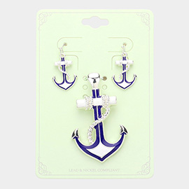 Enamel Anchor Pendant Set