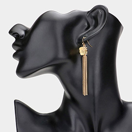 Druzy Accented Tassel Drop Earrings