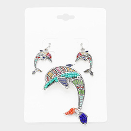 Bead Accented Dolphin Pendant Set