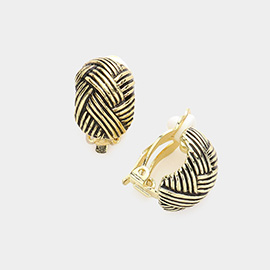 Woven Detailed Metal Clip on Earrings