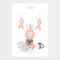 Pink Ribbon Message Lens Pendant Set