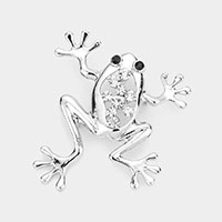 Crystal Accented Frog Pin Brooch / Pendant
