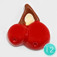 12 PCS - Cherry Resin Cabochons