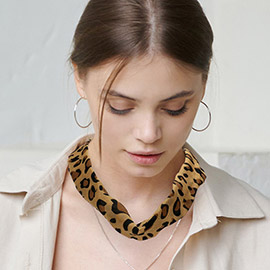 Leopard Patterned Fabric Chiffon Necklace