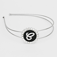 'E' Crystal Accented Monogram Headband