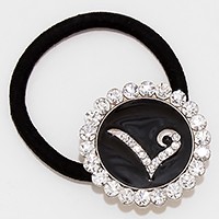 'L' Crystal Accented Monogram Ponytail Hair Band