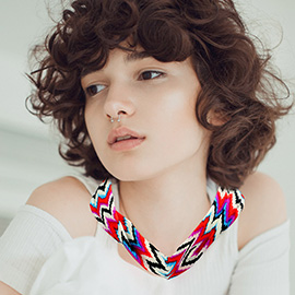 Chevron Patterned Fabric Chiffon Necklace