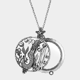 Mermaid Magnifying Glass Pendant Necklace