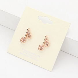 Stone Paved Musical Note Stud Earrings