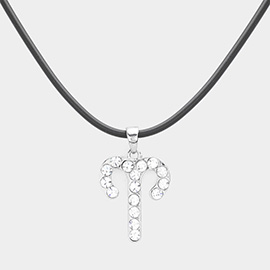 Aries - Stone Embellished Zodiac Pendant Necklace