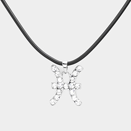 Pisces - Stone Embellished Zodiac Pendant Necklace