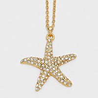 Crystal Pave Starfish Pendant Necklace