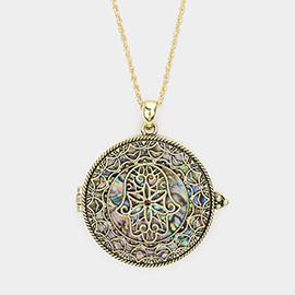 Hamsa Hand Magnifying Glass Pendant Long Necklace