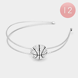 12PCS - Crystal Pave Basketball Headbands