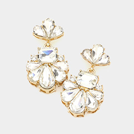 Floral Crystal Rhinestone Drop Evening Earrings