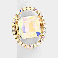 Pave trim glass crystal stretch ring