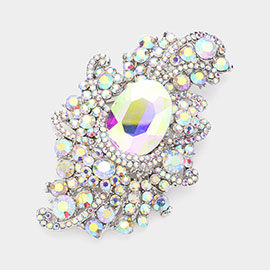Crystal Oval Accented Bouquet Pin Brooch