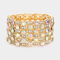 Stone Embellished Crystal Stretch Evening Bracelet