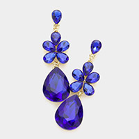 Floral Crystal Rhinestone Teardrop Evening Earrings