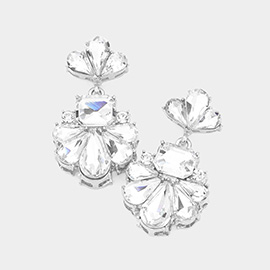 Floral Crystal Rhinestone Drop Evening Earrings